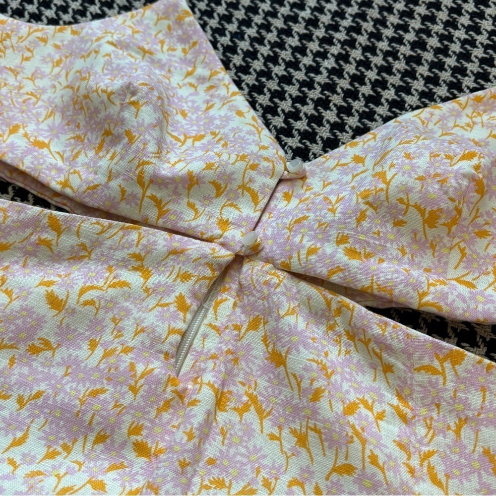 Zara | Linen Floral Cutout Mini Dress - Picture 7 of 16